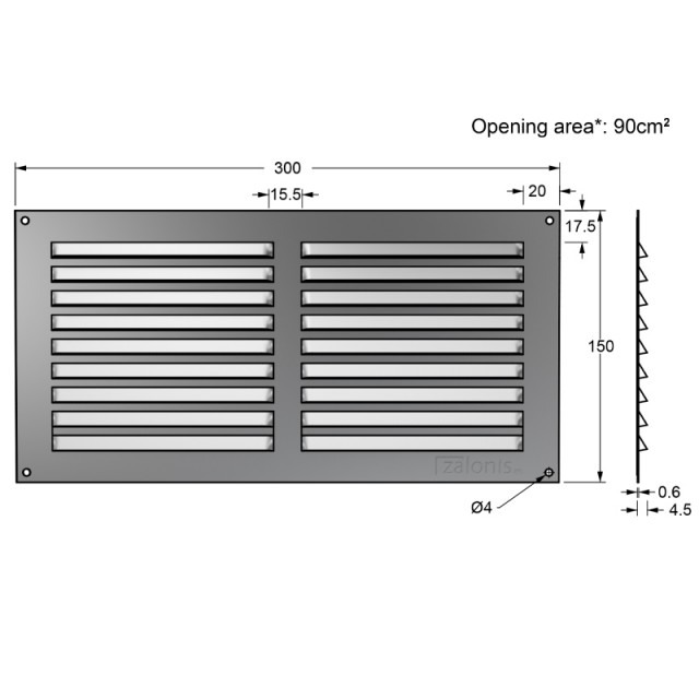 AIR VENTILATION GRILLE COVER 15x30cm / ALUMINIUM